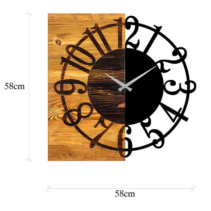 Wallity Reloj de pared decorativo de madera Nogal y Negro Wallity Reloj de pared decorativo de madera Nogal y Negro